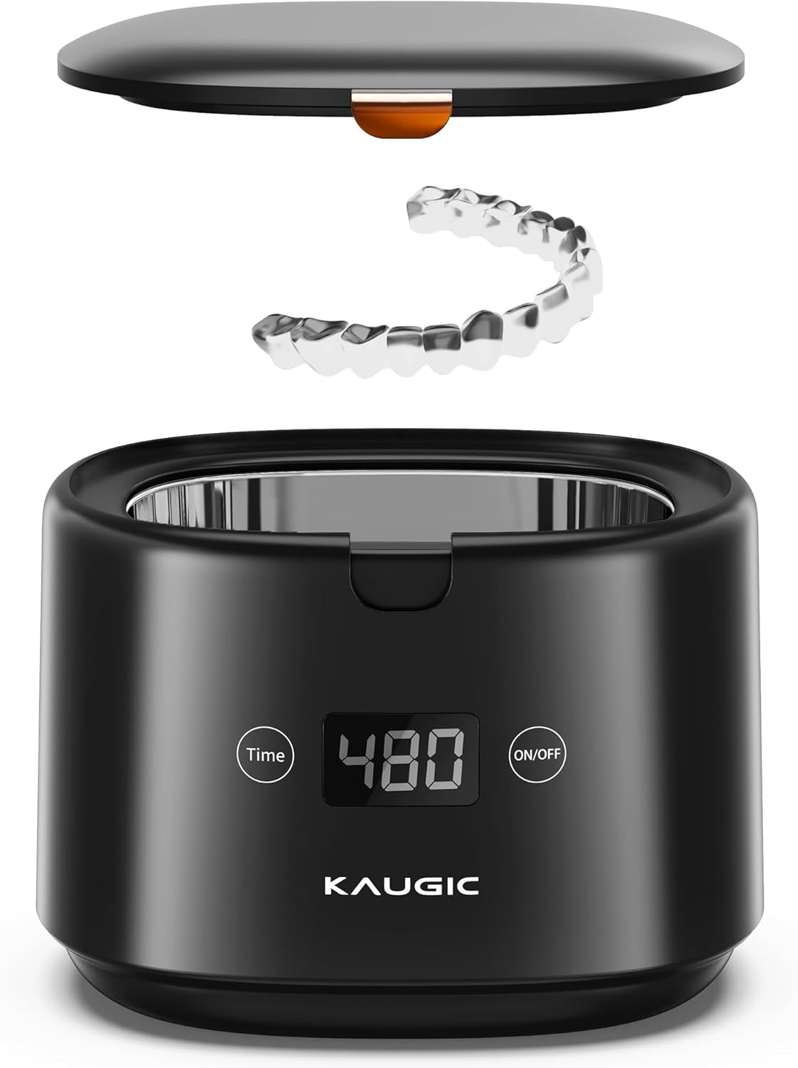 Ultrasonic Retainer Cleaner with Upgraded MCU, 30W/45Khz, 230ML Portable Ultrasonic Cleaner for Retainers, Mouth Guards, Dentures, Invisalign, Jewelry -Black