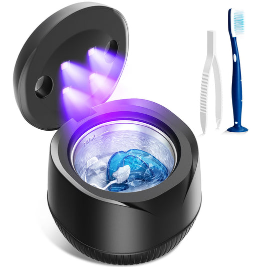 Retainer Cleaner for Denture: Ultra Sonic Dental Cleaning - Mouth Guard Cleaner for Aligner (Black)
