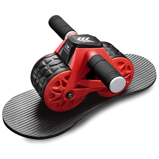 Ab Wheel Roller Automatic Rebound with Knee Pad Mat,Core Muscle Ab Trainer with Intelligent Display, Ab Workout Equ