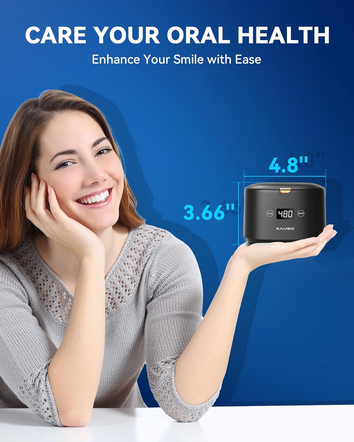 Ultrasonic Retainer Cleaner with Upgraded MCU, 30W/45Khz, 230ML Portable Ultrasonic Cleaner for Retainers, Mouth Guards, Dentures, Invisalign, Jewelry -Black