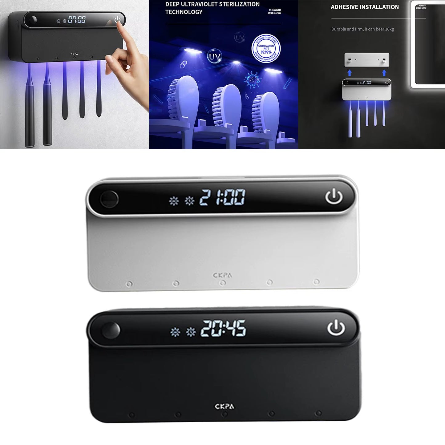 Toothbrush Sanitizer and Holder 4000Mah Wall Mount Sterilizer Rechargeable for Family