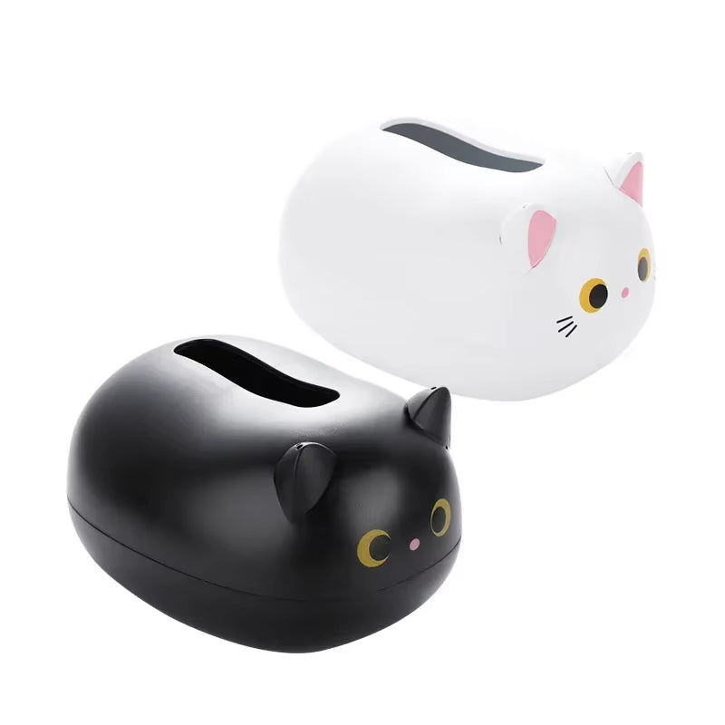 Kawaii Cat Tissue Box Livingroom Napkin Storage Box Kitchen Paper Container Desktop Toilet Paper Holder for Bathroom Dormitory
