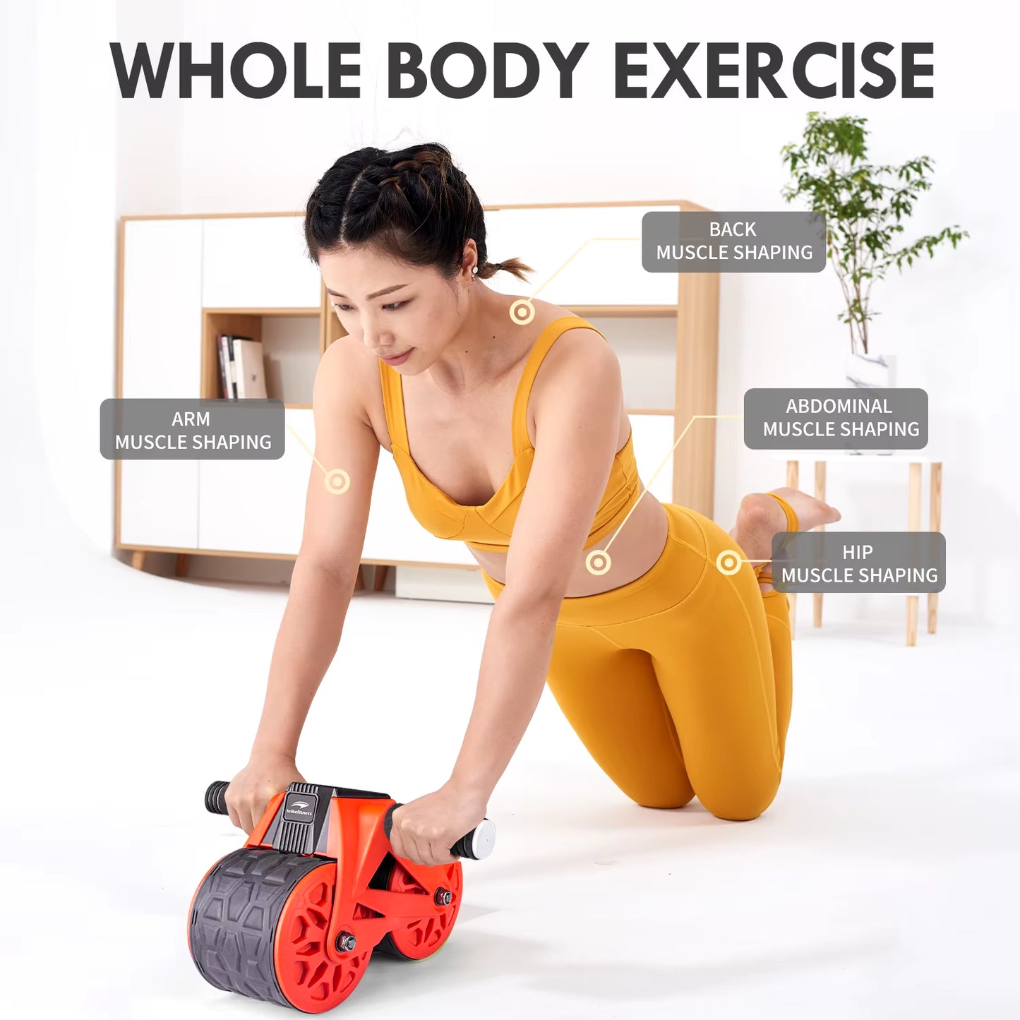 Ab Wheel Roller Automatic Rebound with Knee Pad Mat,Core Muscle Ab Trainer with Intelligent Display, Ab Workout Equ