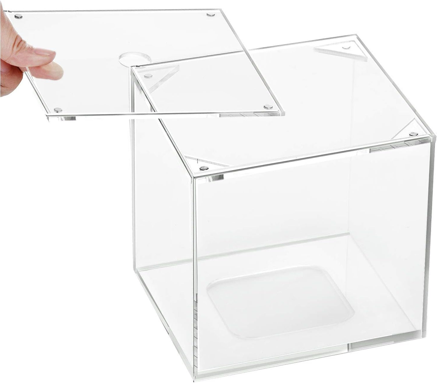 Acrylic Tissue Box Holder & Cover with Magnetic Bottom, Multi-Use Dryer Sheet & Mask Case Organizer for Bathroom, Car, Office, Table - Clear Square, 5.51 X 5.51 X 5.91 Inches