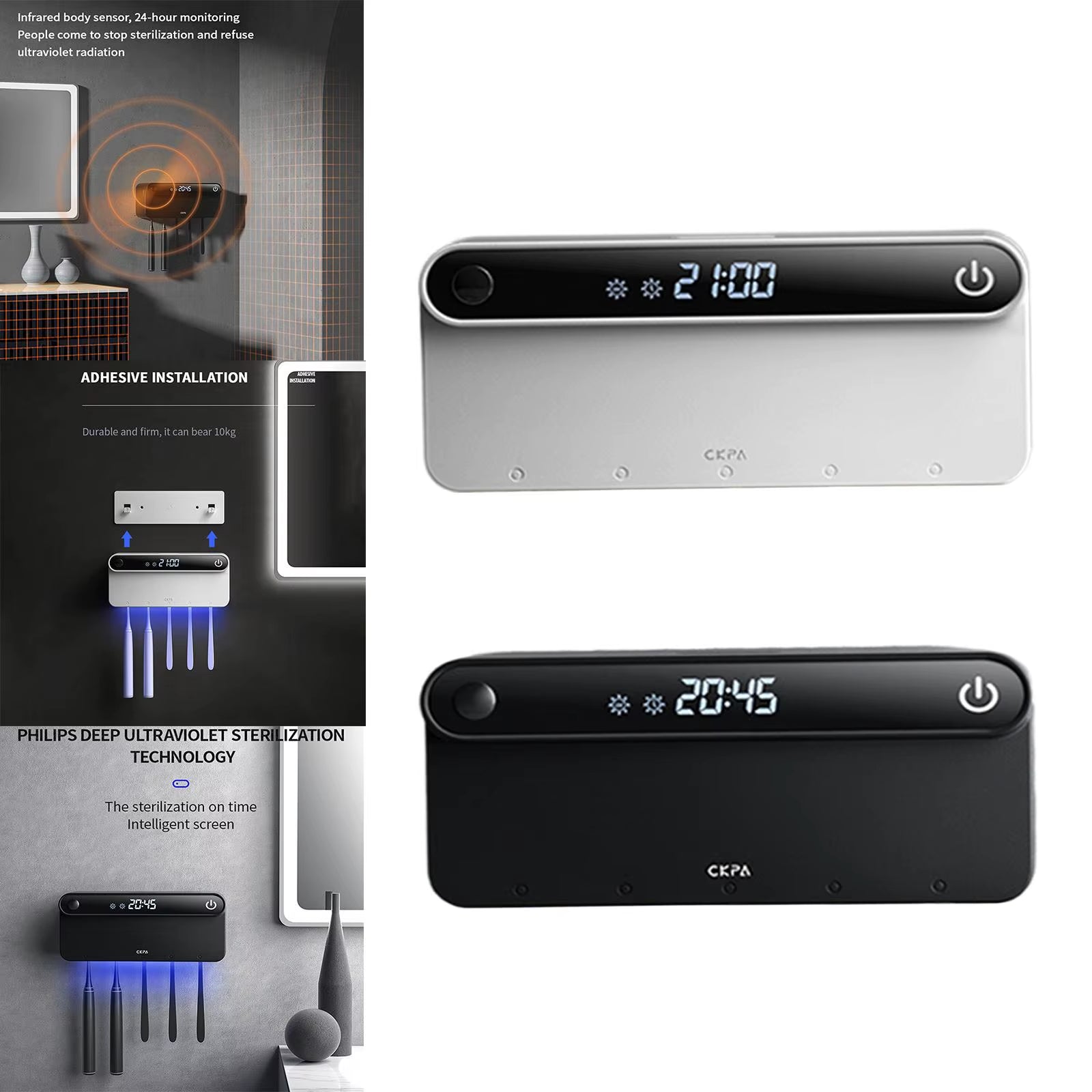 Toothbrush Sanitizer and Holder 4000Mah Wall Mount Sterilizer Rechargeable for Family