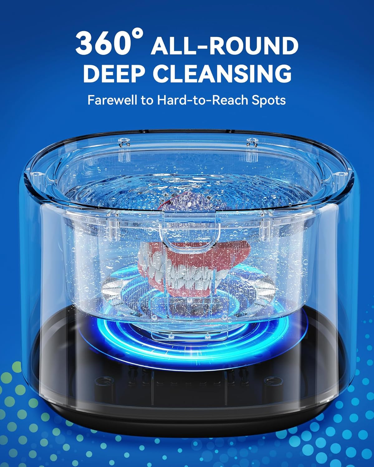 Ultrasonic Retainer Cleaner with Upgraded MCU, 30W/45Khz, 230ML Portable Ultrasonic Cleaner for Retainers, Mouth Guards, Dentures, Invisalign, Jewelry -Black